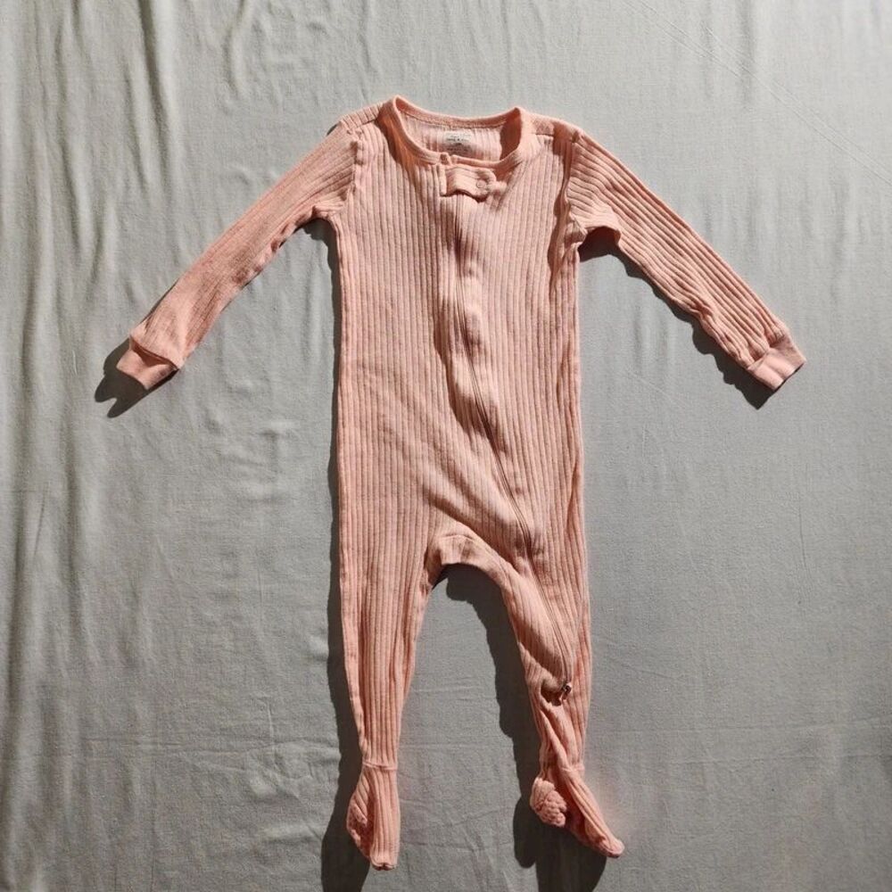 Member's Mark Baby Girl Pink Ribbed Sleep & Play Footie 12M